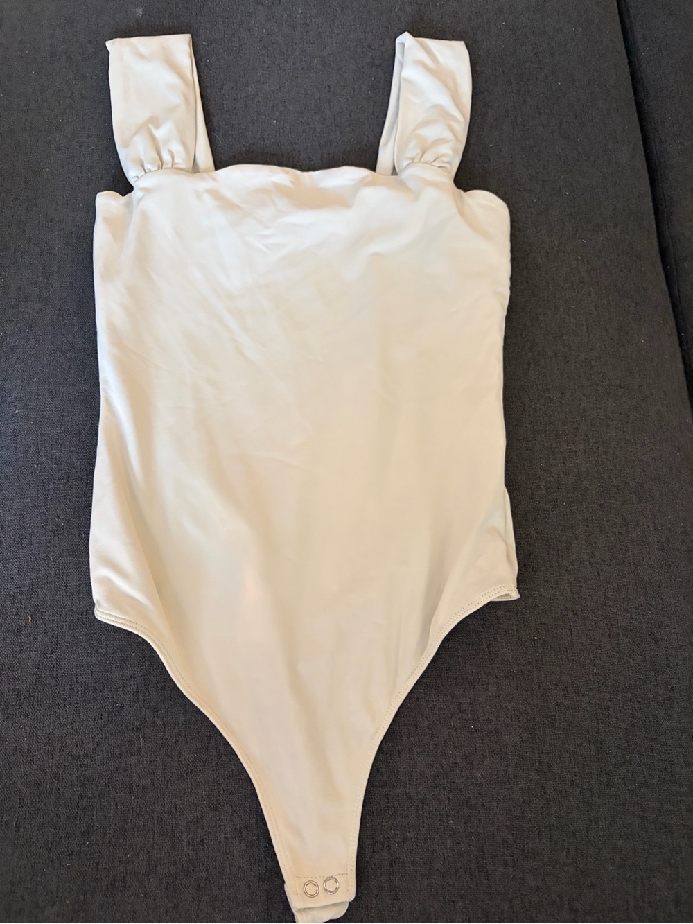Sleek Cream One-Piece Shapewear Bodysuit with Wide Straps